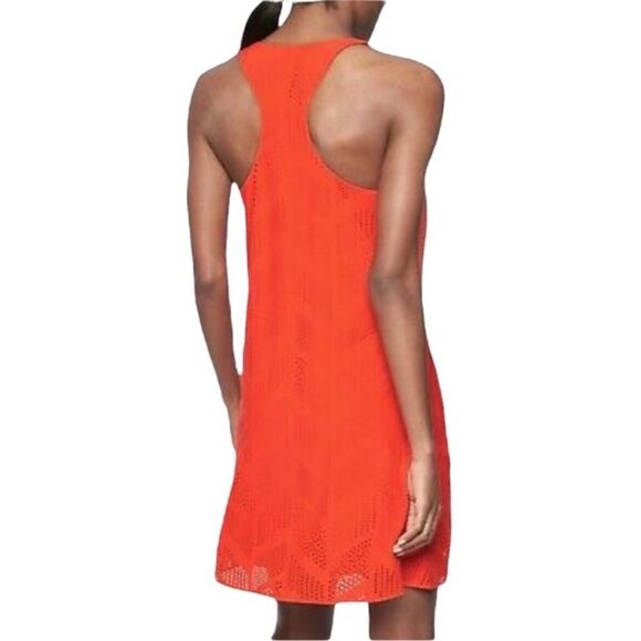 Athleta Brookfield Orange Laser Cut Sleeveless Dress M - Picture 2 of 9